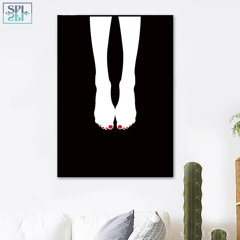 SPLSPL красный носок ручная ножка скандинавские настенные картины черный и белый