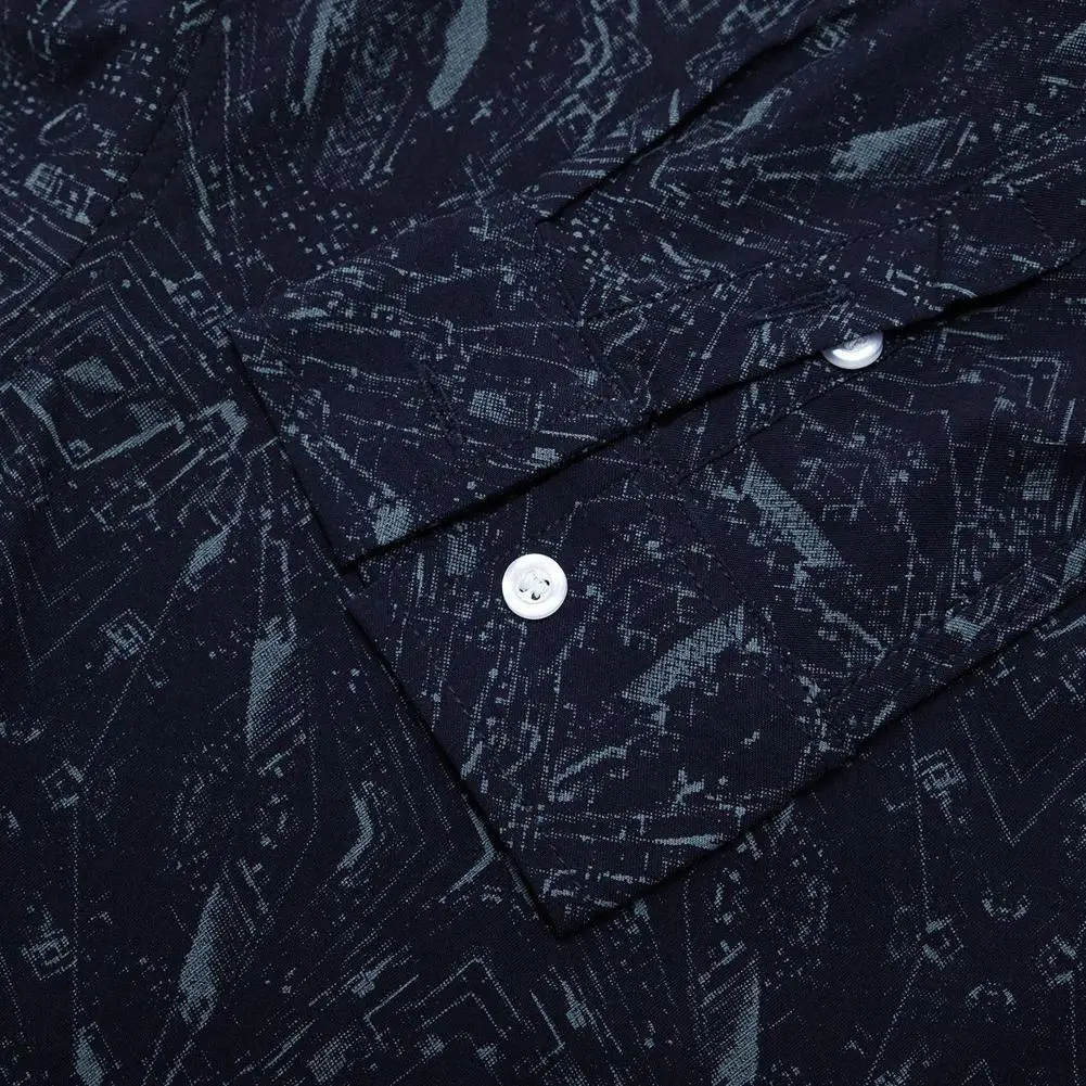 Удобная хлопковая рубашка на пуговицах с принтом и длинными рукавами 2019 | Мужская