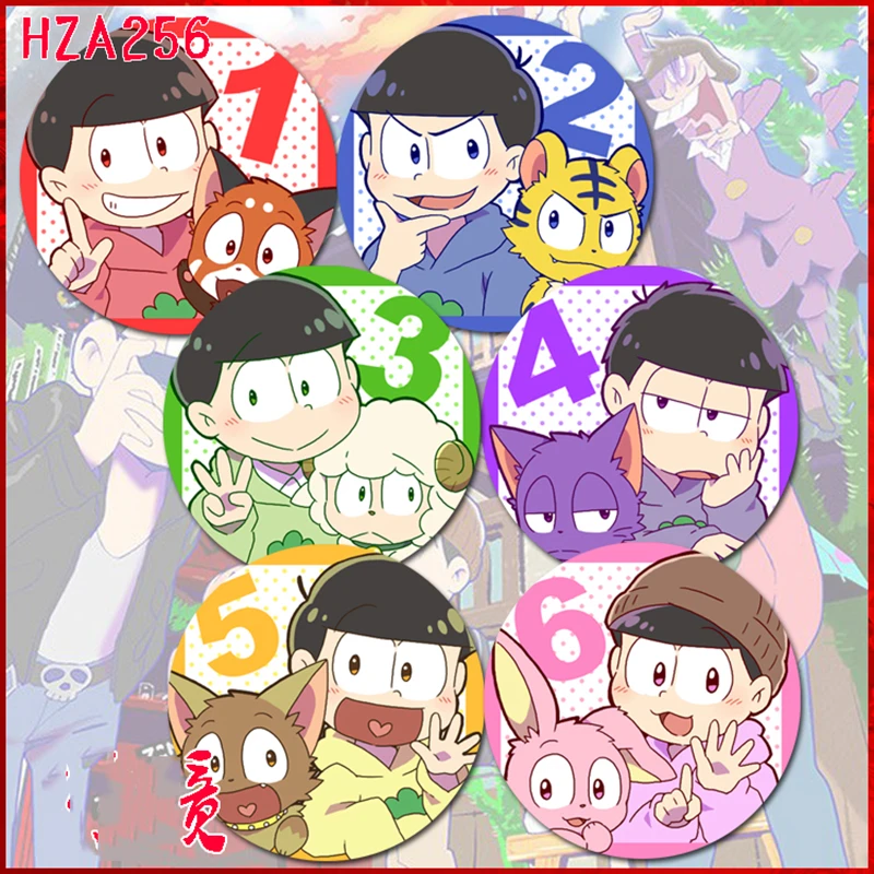 6 шт./компл. 58 мм значок Osomatsu Сан Мацуно Осомацу Karamatsu Шесть лица домашних животных