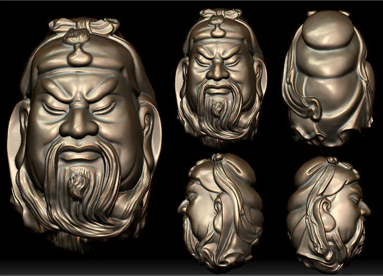 

3D модель для ЧПУ, 3D резная фигура, скульптурный станок в формате STL, китайская старинная фигура Guan yu, головной портрет