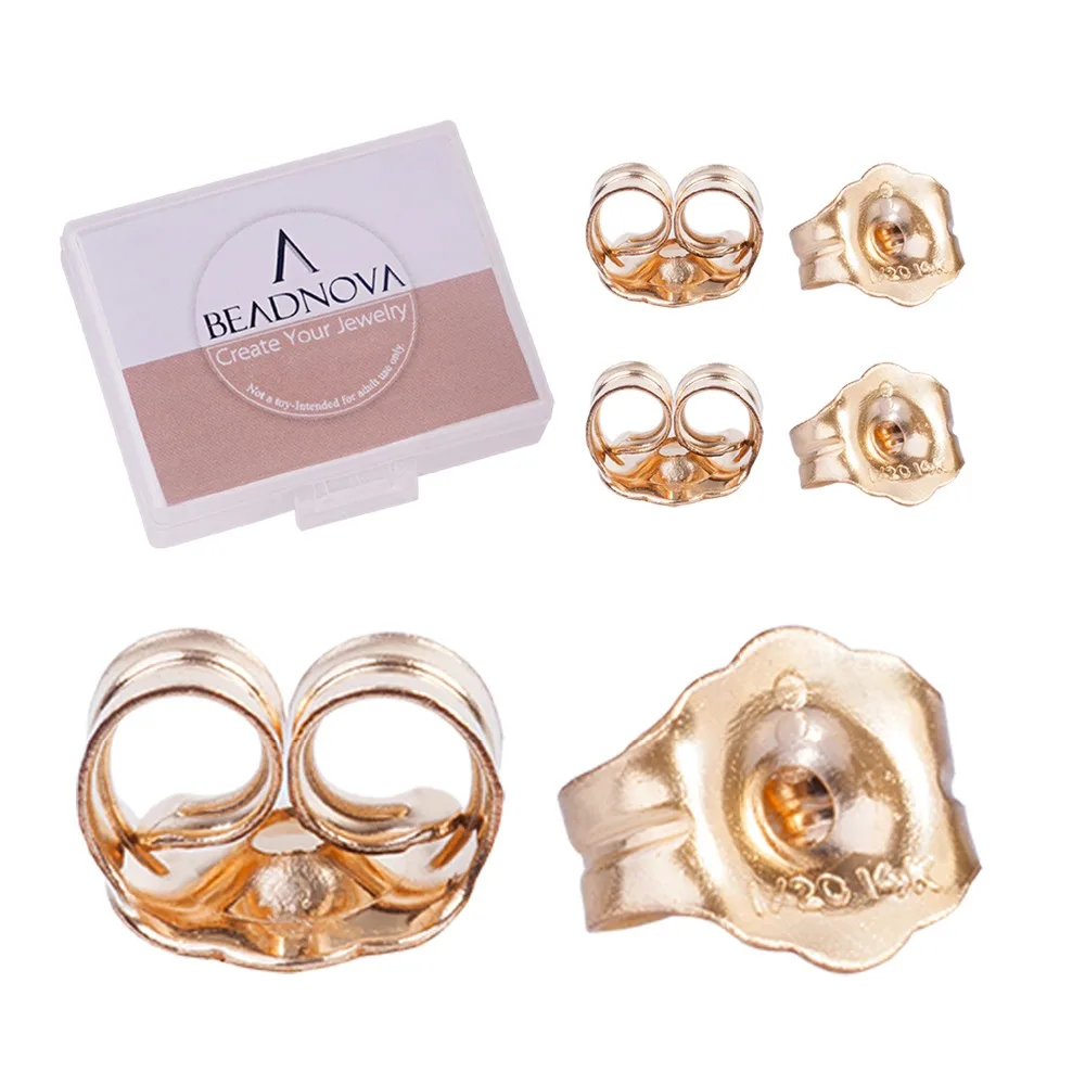 BEADNOVA 14K золотые серьги-бабочки для замены(4,7 мм, 6 шт