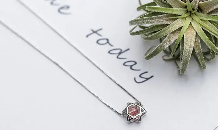 1 шт. натуральный клубничный Кварц из звезды Подвеска Ожерелье 100% реальный. 925