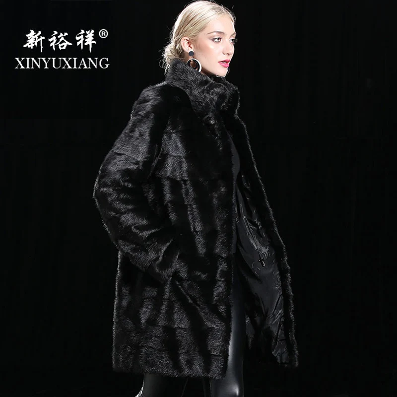 XINYUXIANG 70 см 90 черные куртки из натурального меха норки женские зимние утепленные