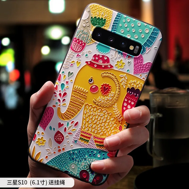 Древняя китайская вышивка Тотем тиснение цветок рельефный чехол для Samsung galaxy S10
