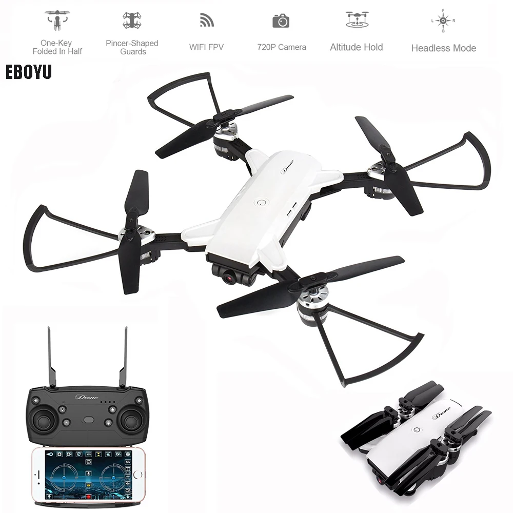 

EBOYU(TM) YH-19HW 2.4Ghz 2.0MP Wide Angle Wifi FPV RC Drone Selfie Drone Foldable RC Quadcopter Altitude Hold 3D Flips Roll RTF