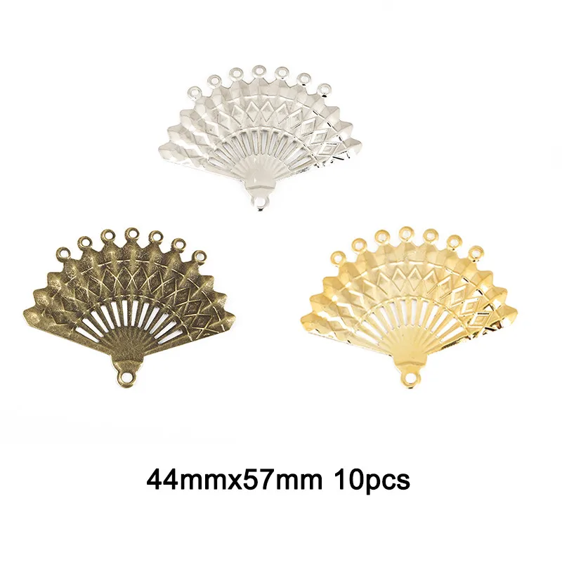 44mmx57mm 10 шт. лунные филигранные цветочные обертки античная бронза металлические поделки Разъемы для DIY украшения Драгоценности для скрапбукинга аксессуары - Color: 44mmx57mm