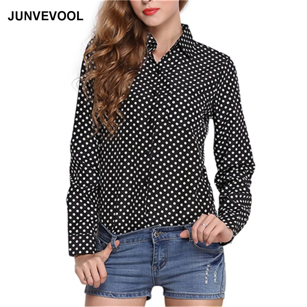 Горошек шифона Футболка Для женщин элегантные офисные носить на работу Топы