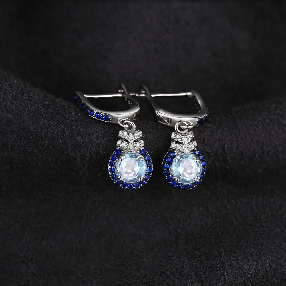 Jewelrypalace Мода Клипсы 1.6 ct натуральный голубой топаз и создания синий шпинель 925