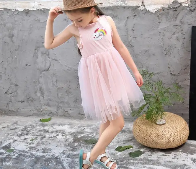 Сетчатое хлопковое детское платье-пачка для свадьбы и крещения | Детская одежда