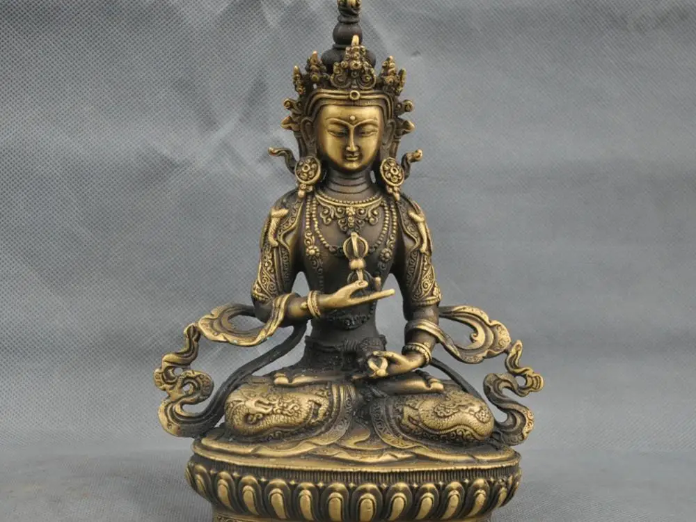 

8'' China Tibet Pure Bronze Vajrasattva Bodhisattva Buddha Statue