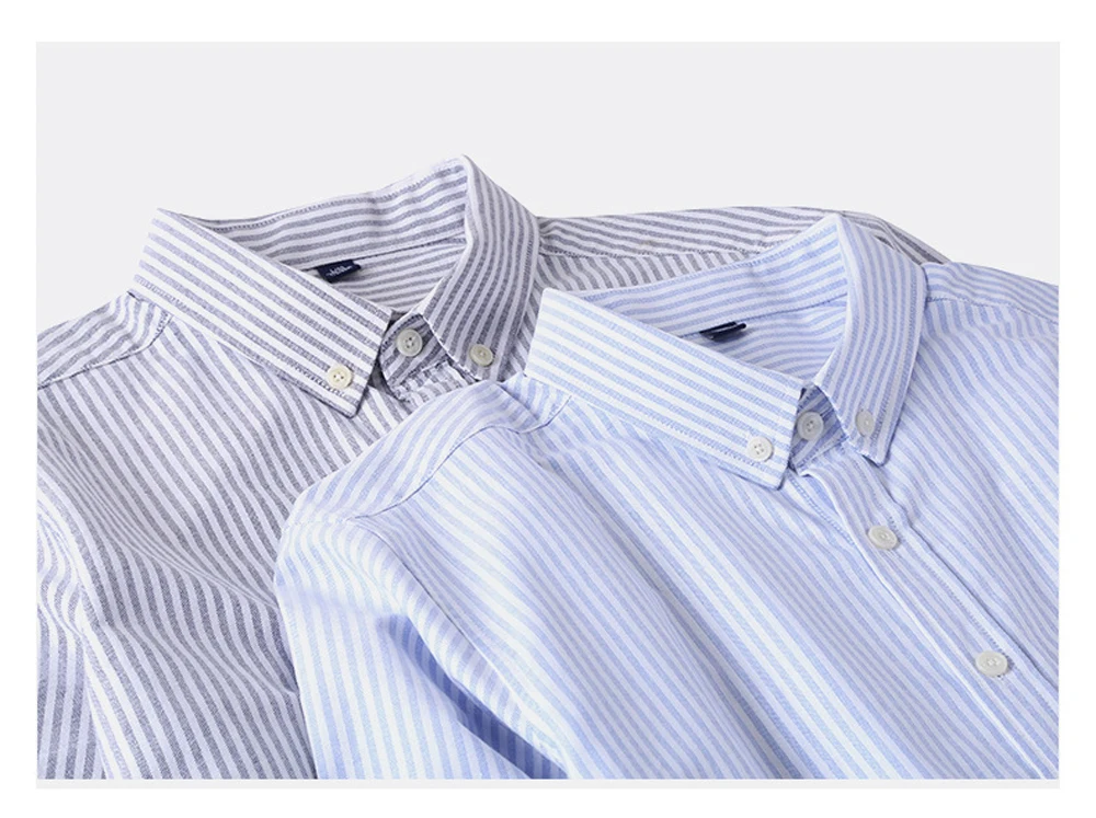 Мужские рубашки в синюю полоску с длинным рукавом, Smart casual Oxford, хлопок, рубашка с карманом для мужчин, большие размеры, офисная деловая блуза 4XL