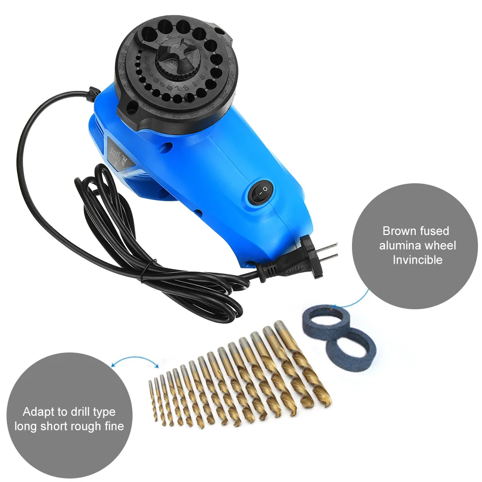 

Electric Drill Bit Sharpener EU Plug High Speed Twist Drill Grinder Machine Power Tools Twist Drill Driver 95W For 3-12mm Drills