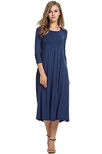 navy blue Женское винтажное платье из хлопка и льна, повседневные свободные однотонные длинные драпированные платья размера плюс 2XL 3XL, Платья для вечеринок больших размеров - Цвет: navy blue