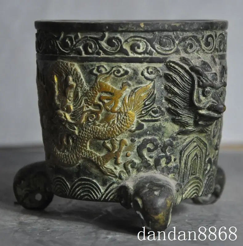 christmas old ymying bronze gilt dragon beast statue incense burner Censer pot jar Tanks halloween | Дом и сад