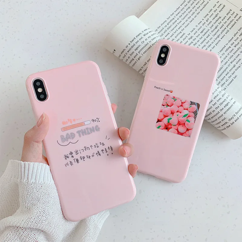 Милый розовый Kawaii японский фруктовый персиковый чехол для телефона iPhone 7 Puls 6 6S 8 X