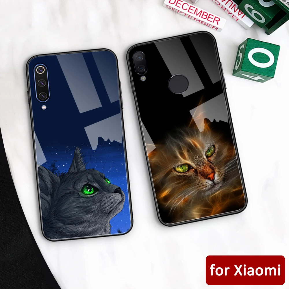 Для Xiaomi 6A чехол стеклянная задняя крышка милый кот redmi note 7 Чехол для Mi 5 5S 6 6x Redmi Note