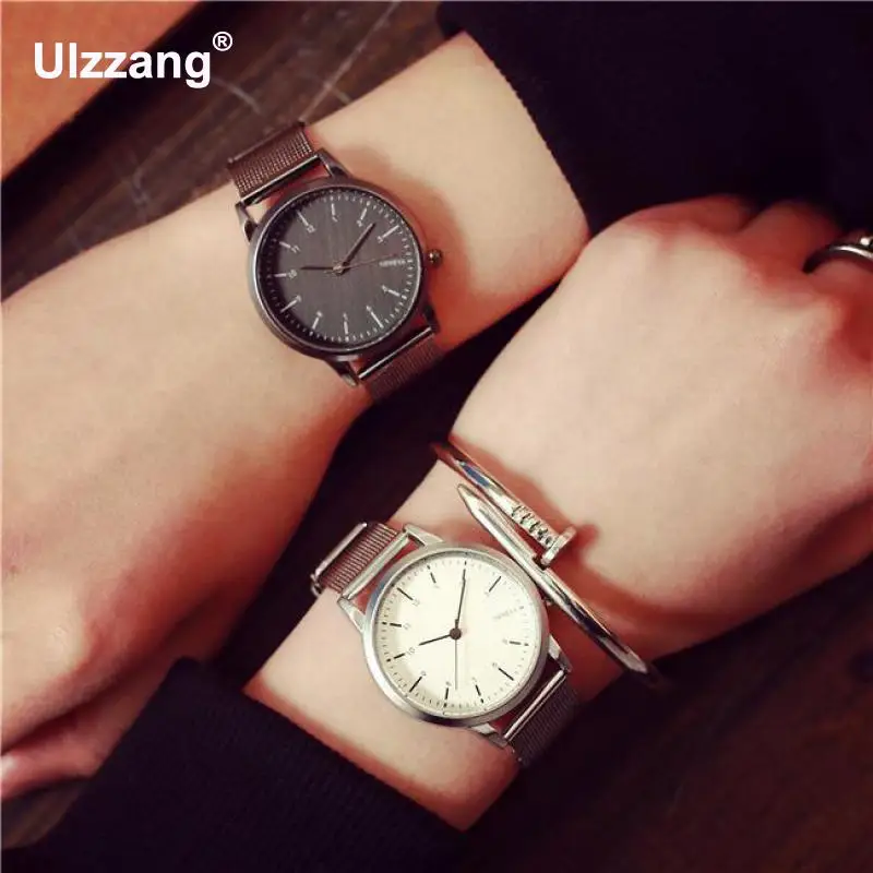 2018 новые модные женские часы Мужские Элегантные повседневные стальные сетчатые