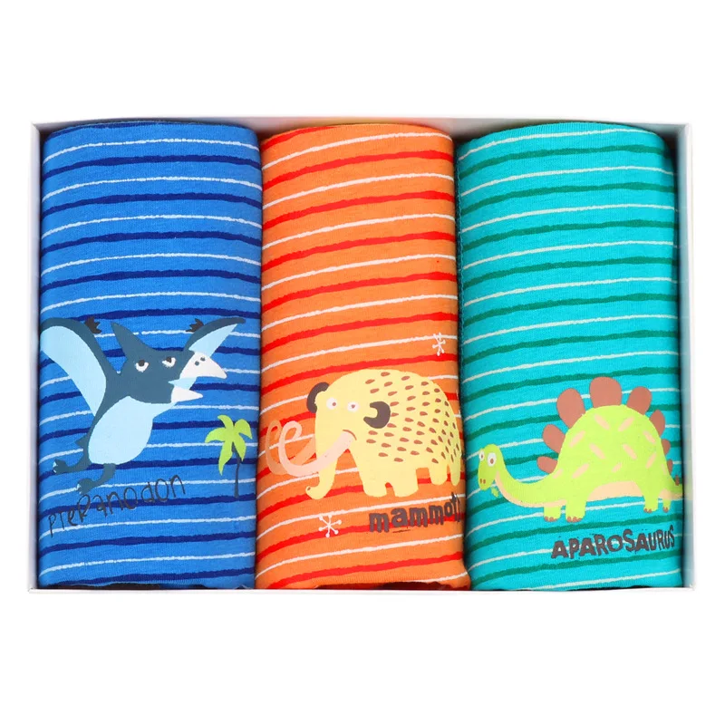 Детское хлопковое нижнее белье из 3 предметов детские трусы с рисунком динозавра