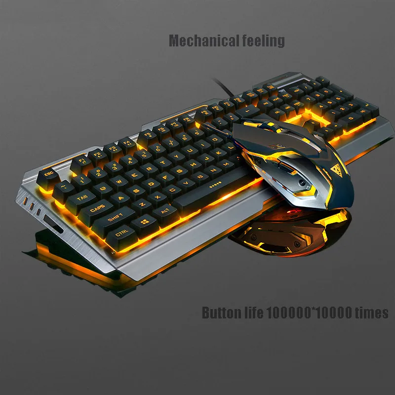 Sago V1 USB Проводная профессиональная игровая клавиатура и мышь с подсветкой игровая клавиатура 104 клавиш геймерская клавиатура и мышь для настольного ноутбука