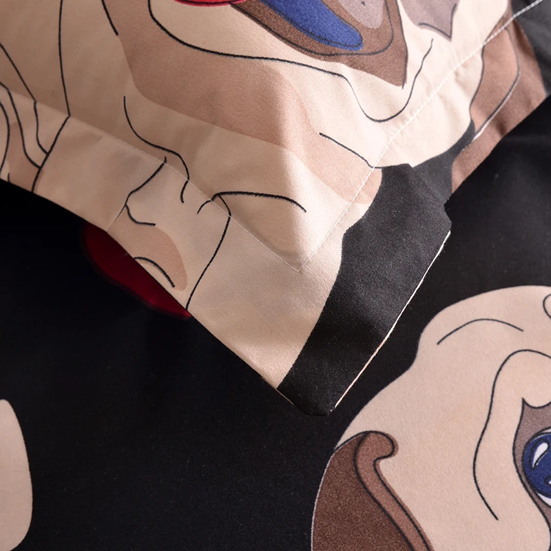 Комплект постельного белья SS с мультяшным Мопсом из льна пододеяльник наволочки