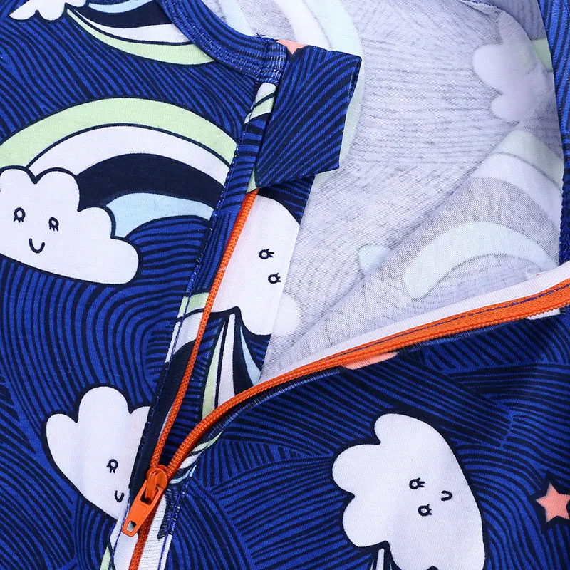 Одежда для новорожденных с принтом на молнии 100% хлопок коротким рукавом детская