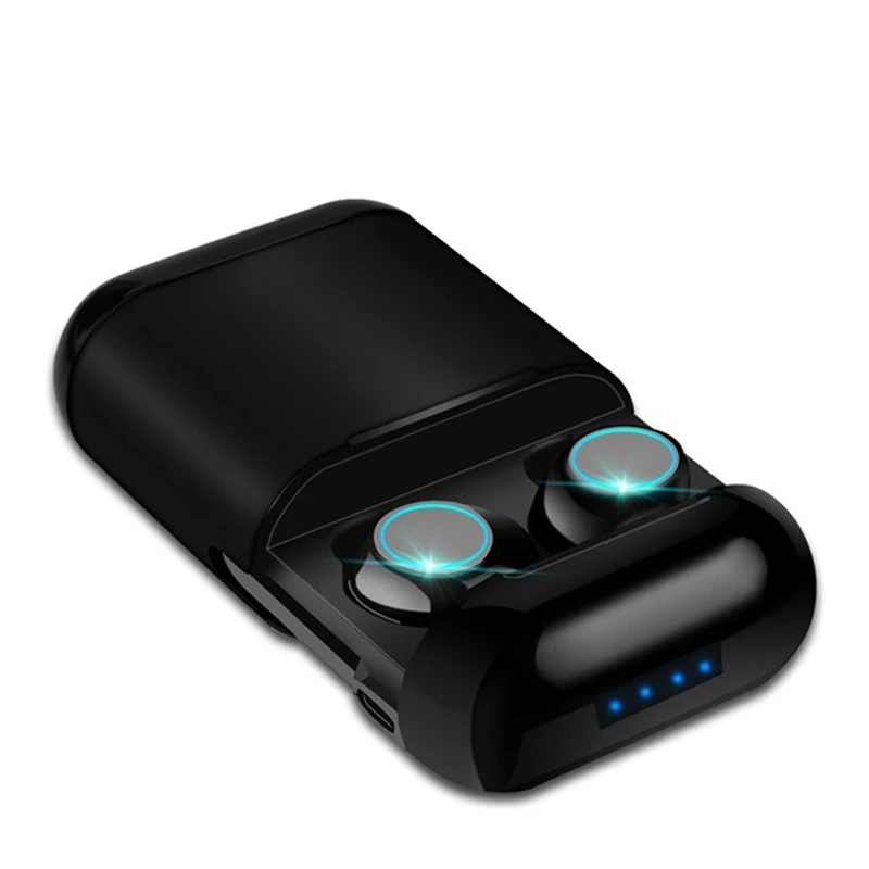 S7 TWS Bluetooth наушники беспроводные наушники стерео гарнитура с микрофоном и зарядным устройством алюминиевый сплав - Цвет: BLACK