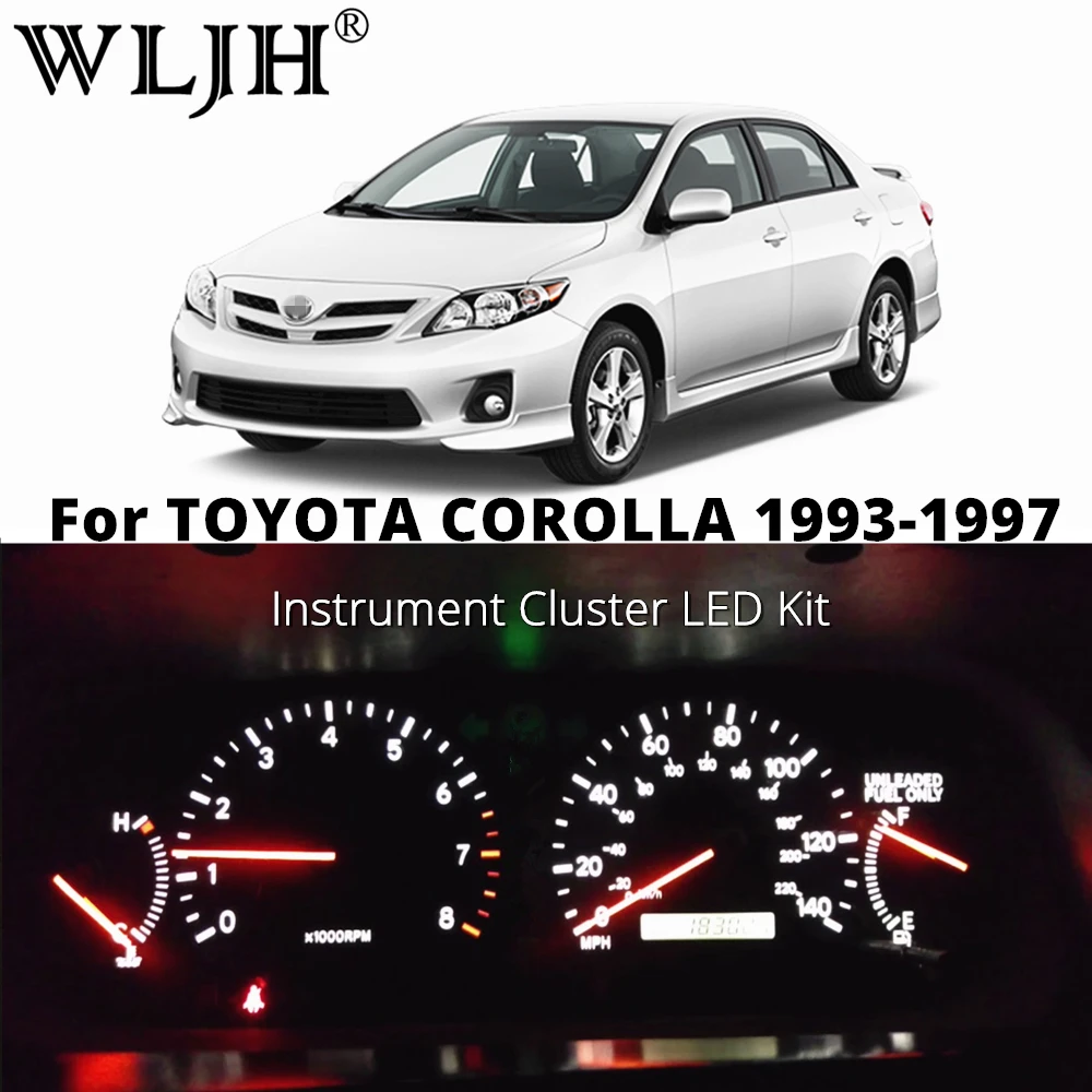 WLJH-Kit de bombillas de grupo de instrumentos, 7 colores, Led, velocímetro, tacómetro, para Toyota Corolla 1993, 1994, 1995, 1996, 1997