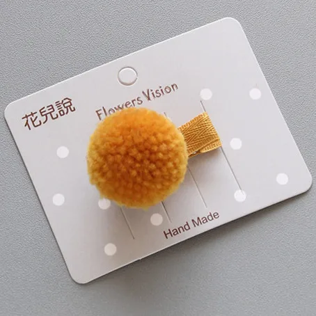 7 pin yellow Корейские меховые шарики для девочек, маленькие милые однотонные заколки для волос, детские заколки для волос, аксессуары для волос, подарок для маленьких девочек - Цвет: 7 pin yellow
