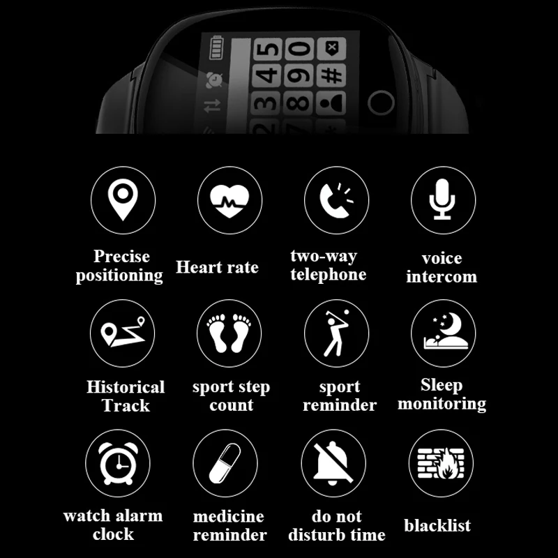 Смарт часы EAGOOD для пожилых людей с sim картой функцией звонка GPS + LBS Wifi