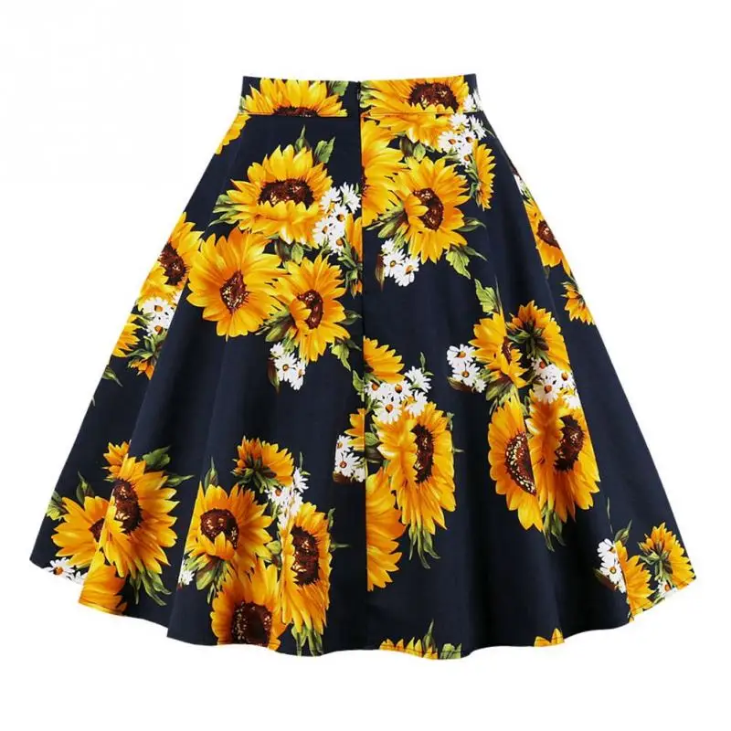 Женская винтажная юбка баллон плиссированная ретро большого размера с цветочным