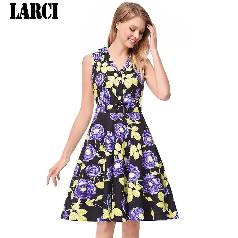 LARCI женское платье 2018 Новая мода Цветочный принт Повседневное летнее Короткое