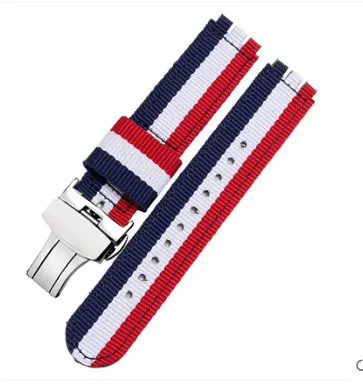 Модный Полосатый нейлоновый ремешок 17мм19мм для SWATCH YGS/YAS/YLS/YCS/SUO цветные спортивные Ремешки для наручных часов водонепроницаемые и пот - Цвет ремешка: 06 Butterfly buckle