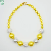 baby girls yellow bead necklace children chunky bubblegum choker 2020 new fashion pearl jewelry toddler yellow bead necklace