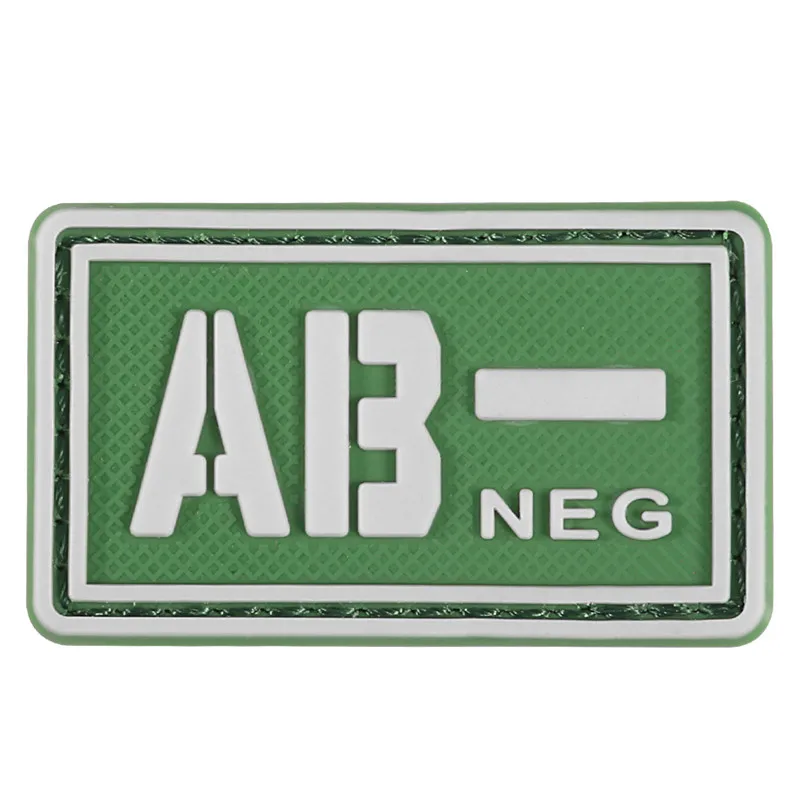 Green AB Negative 4 Светящийся ПВХ значок тактика A+/B+/-O+/AB+/A-/B-/O-/AB-type кровяного типа, дополненный военный значок резиновая куртка - Цвет: Green AB Negative 4