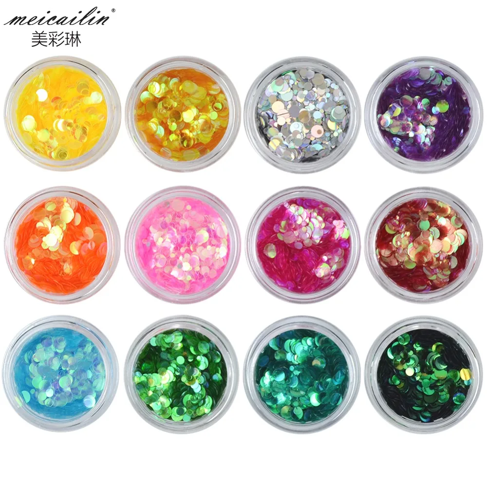 Новинка 1 коробка блестящие круглые ультратонкие блестки цветные хлопья для