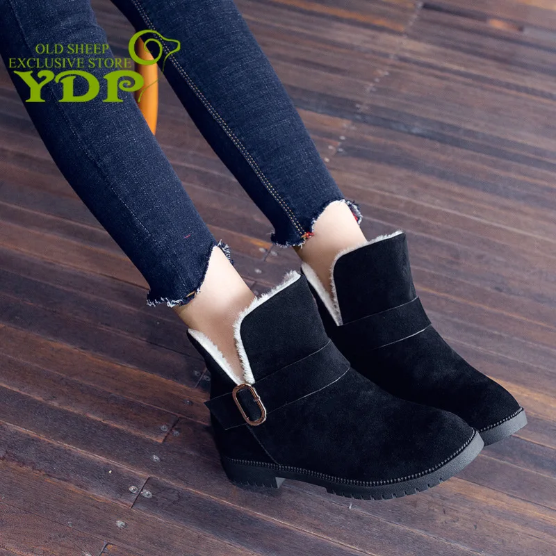 YDP/классические женские зимние ботинки Замшевые Зимние ботильоны женская теплая