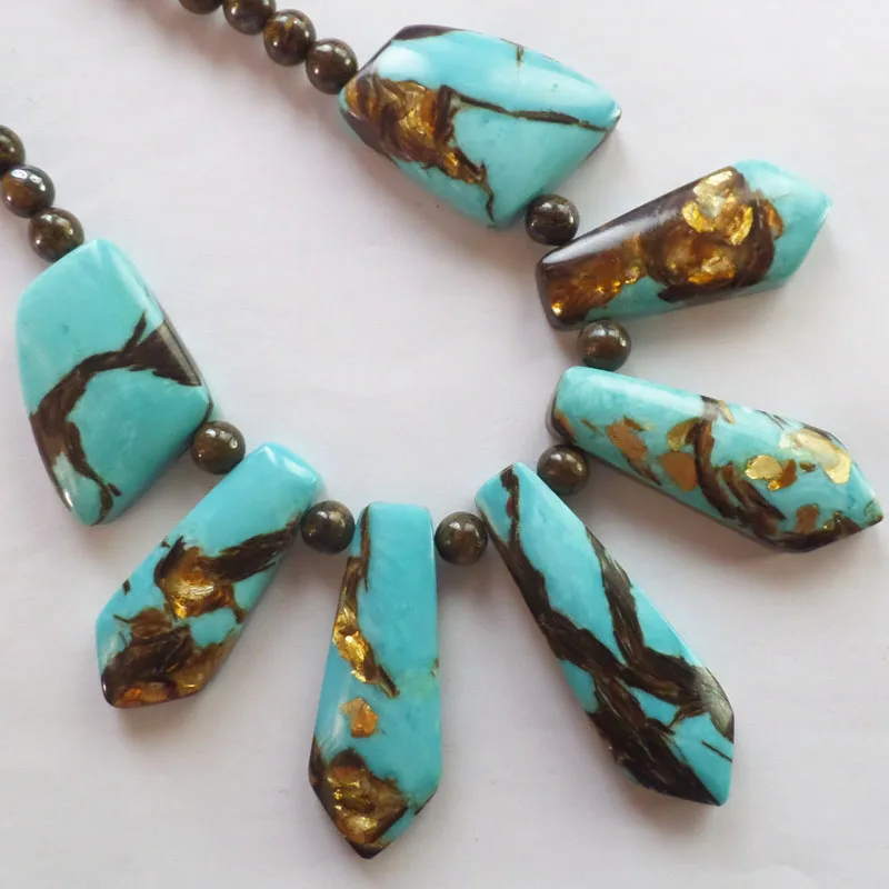 (1 нить/Лот) бирюзовый камень и бронзит кулон из бисера комплект 6 мм бусины