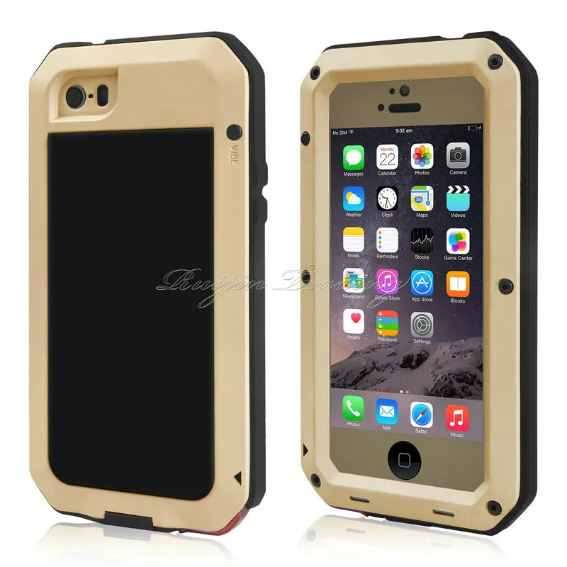 IPX3 Cell Phone Case Luxury Shockproof Waterproof Powerful Aluminum Gorilla Glass Metal Cover For iPhone 7 5 5s SE 6 6s Plus |