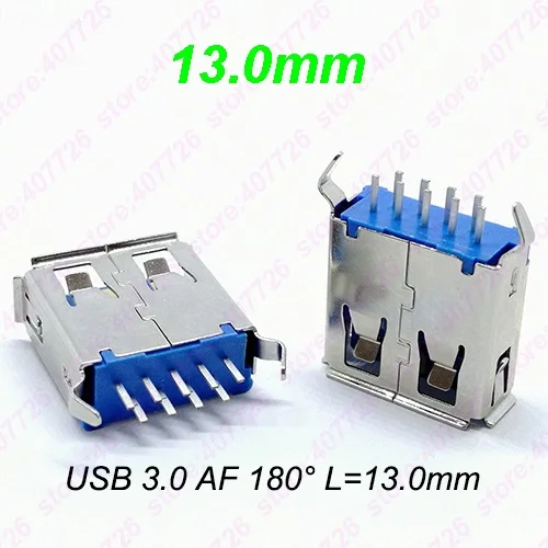 USB 3.0 AF L 13MM 10 шт. разъем USB 3,0 гнездо 180 градусов изогнутые ножки AF типа для компьютера, ноутбука, ноутбука L = 11,5 мм, 13 мм, 13,7 мм, 15 мм - Цвет: USB 3.0 AF L 13MM