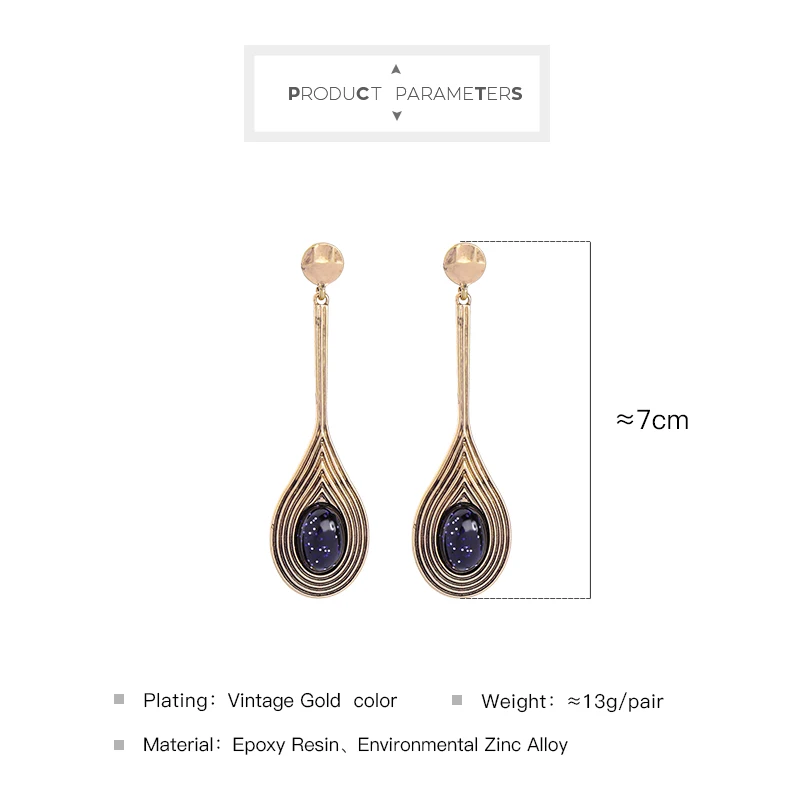 Женские длинные серьги в этническом ретро стиле золотого цвета серьги-подвески