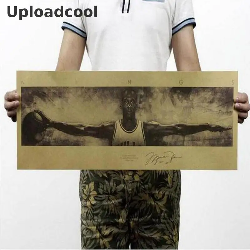 Uploadcool _ Майкл Джордан NBA Jordan Wings Ретро плакат из крафт-бумаги 72.5x24cm | Дом и сад