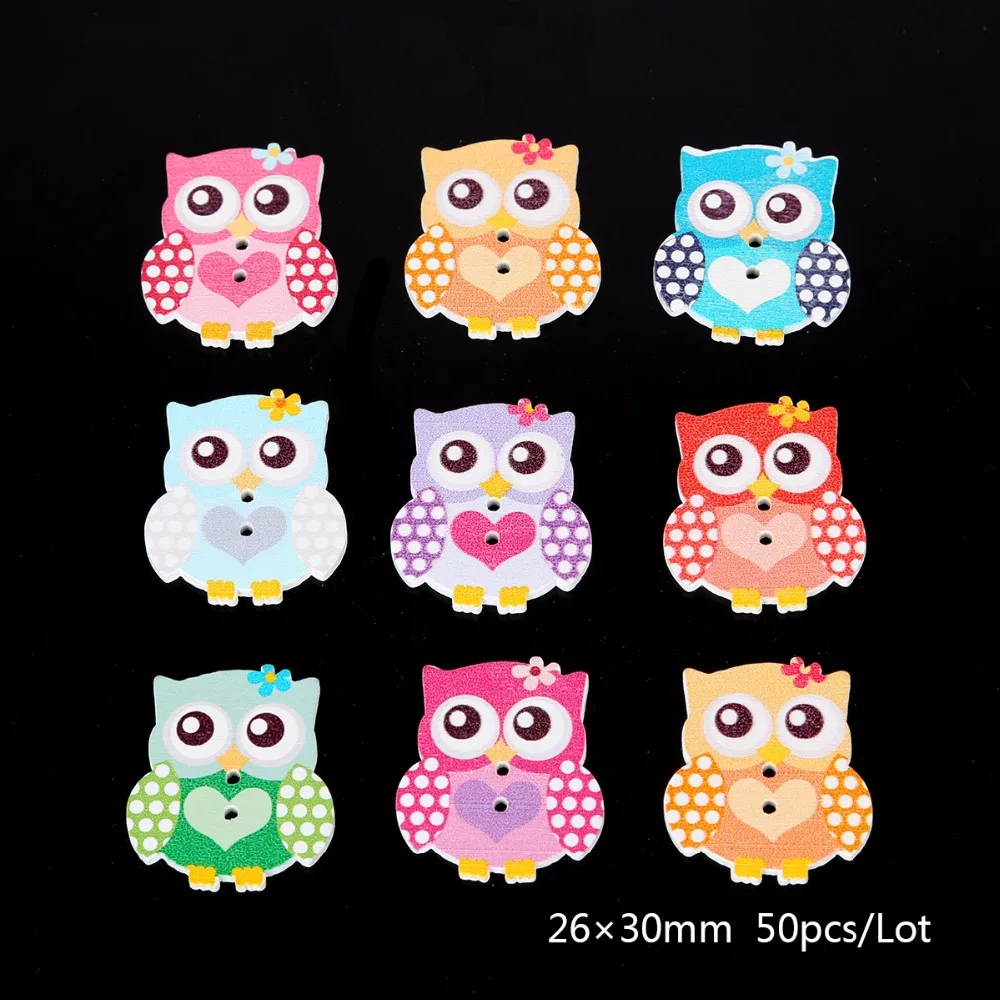 50 шт./лот Kawaii деревянные кнопки Животные Сова 2 формы DIY Ручная работа ремесло