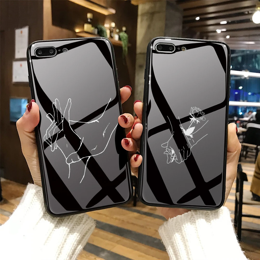 Чехол для телефона из закаленного стекла iPhone X 6 S Plus влюбленных сделай сам чехол