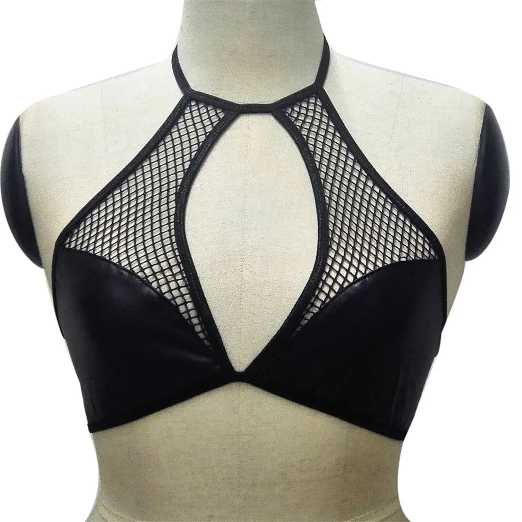 

Women Faux Leather Strap Sexy Lingerie Sleepwear Underwear Nightgown L0517
