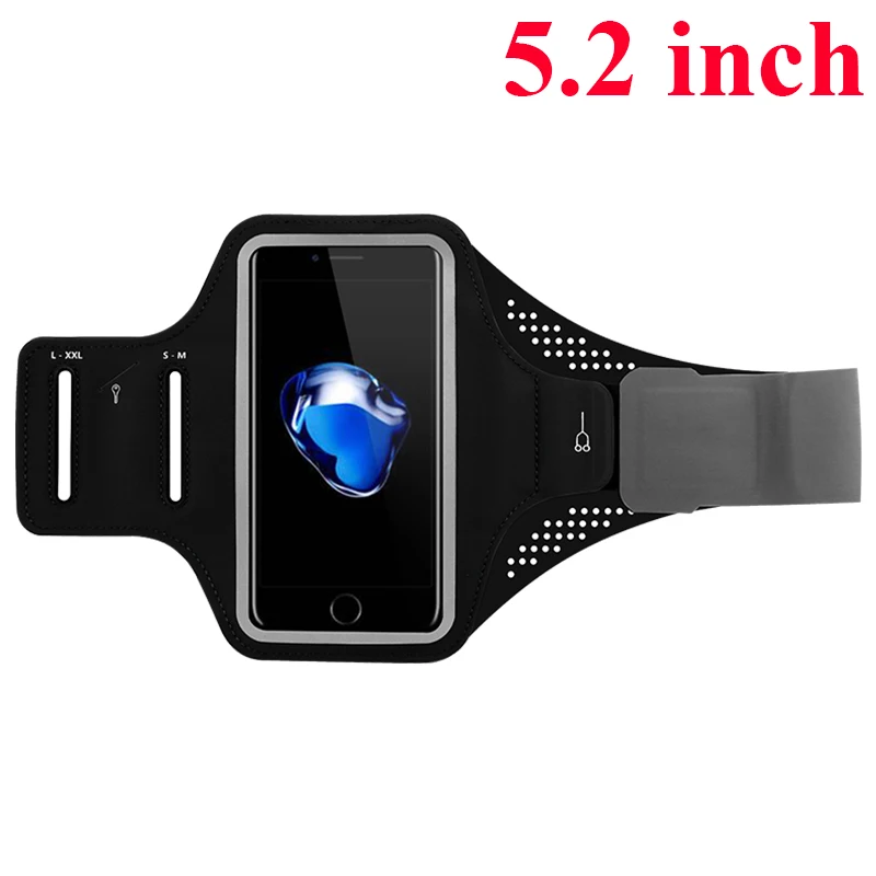 Black 5.2inch Водостойкий спортивный браслет чехол для iPhone 6 7 8 X для samsung huawei Xiaomi Универсальный Спорт Чехол на руку для бега фитнес - Цвет: Black 5.2inch