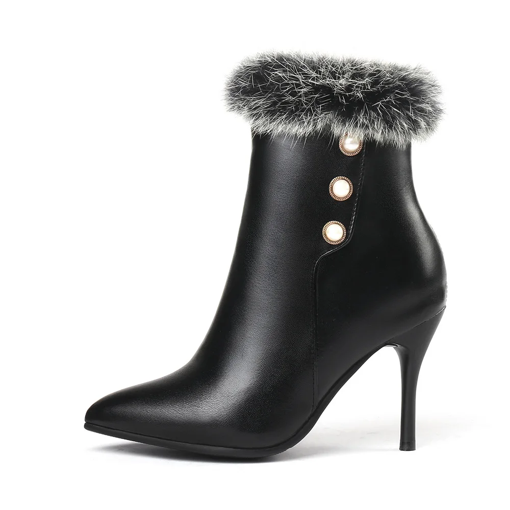 Женские ботинки на высоком каблуке-шпильке черные или белые классические для