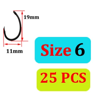 Size 6-25PCS 25 шт. крючок для ловли карпа с тефлоновым покрытием, крючки для ловли карпа из высокоуглеродистой стали, матовый черный с микроскопом Yn Chod, крючки для волос, джиг-голова - Цвет: Size 6-25PCS