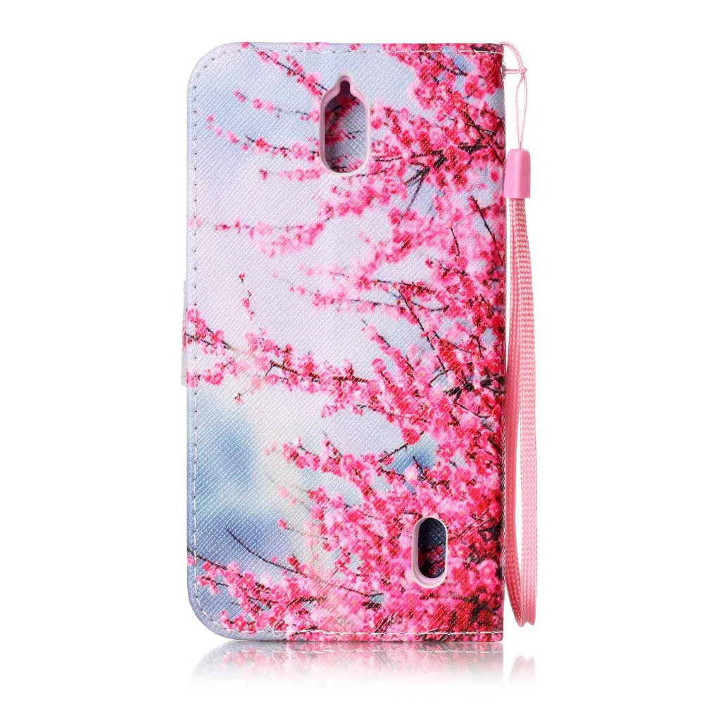 Розовый Сливы Цветок Дизайн Искусственная Кожа Флип Бумажник Стенд Крышка