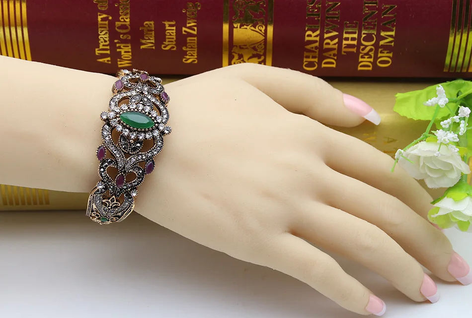 Модные марокканские винтажные браслеты цветок горный хрусталь браслет под