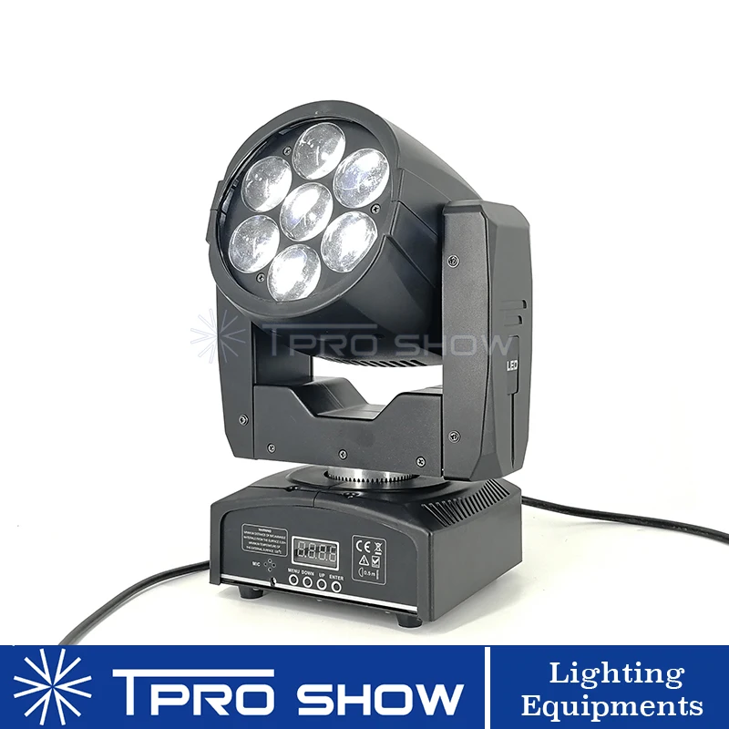 Zoom LED Wash 7x15W Мини движущаяся головка DMX Lyre сценическое освещение RGBW Смешивание